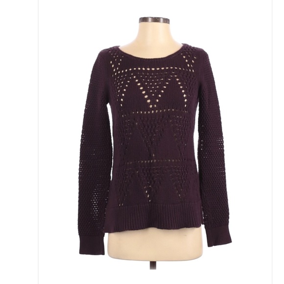 ✅ Ann Taylor LOFT Purple Open Knit Sweater Small - Picture 1 of 6